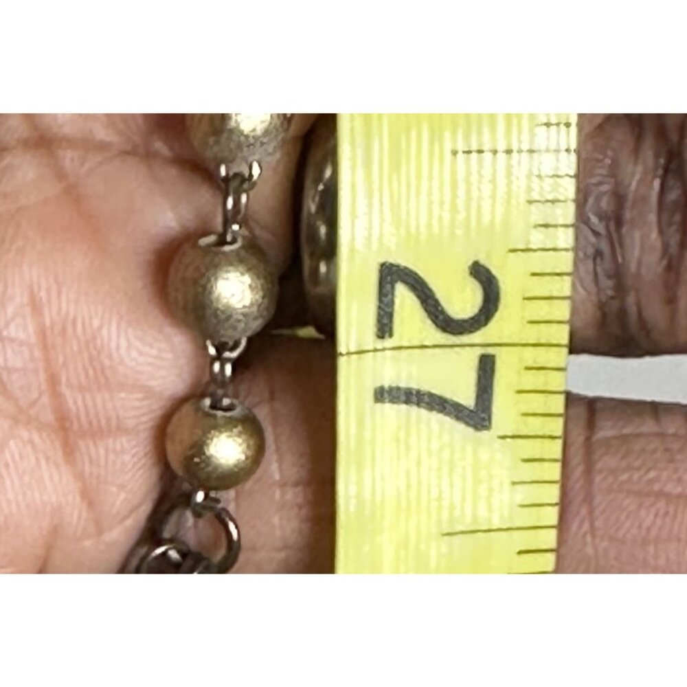 Boho Statement Necklace Turquoise Look Amber Beads Long Chain Vintage 27" - Picture 6 of 8